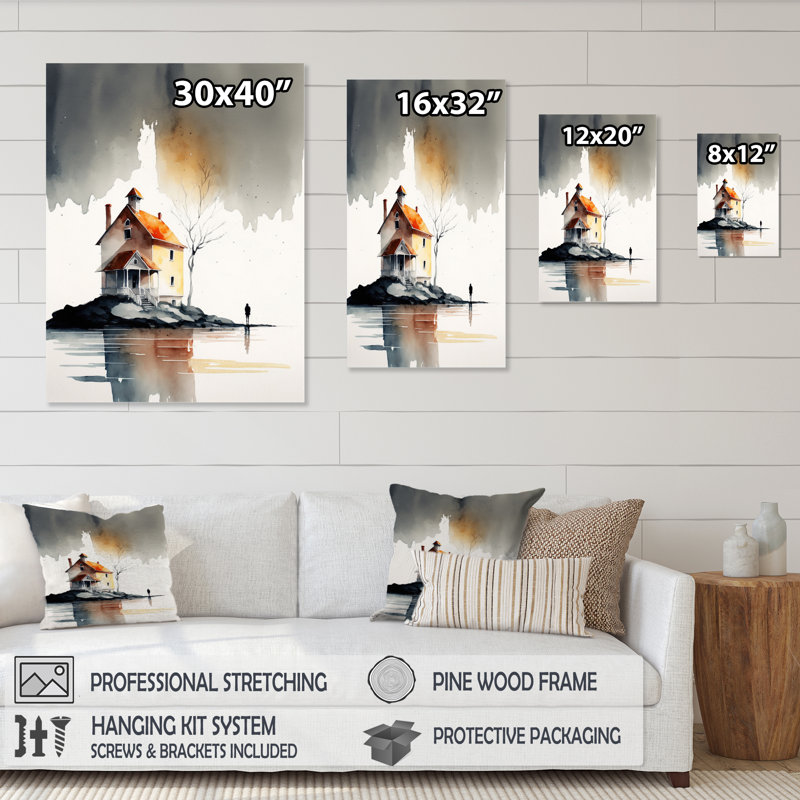 «Little Countryhouse By The Lake I», reproduction sur toile, H 20 po x l 12 po x P 1 po, Toile tendue