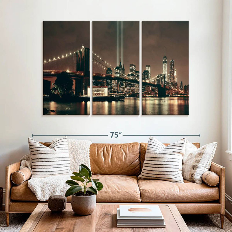 Lueur de nuit du pont Sireci Brooklyn, H 48 po x l 74 po