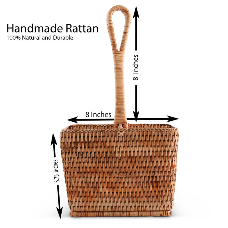 Panier à couverts en osier de rotin tissé à la main