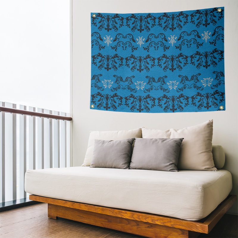 Tapisserie baroque en polyester Carolina Football, H 59 po x l 80 po, Bleu / noir / blanc