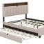 Lit plateforme tapissier double avec tête de lit, gigogne simple et 2 tiroirs-1081294781