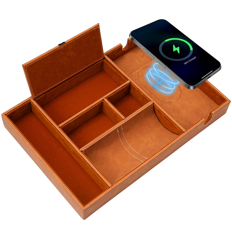 TRIXES @Home Jewellery Organiser Tray + Dividers,  Brown/Tan