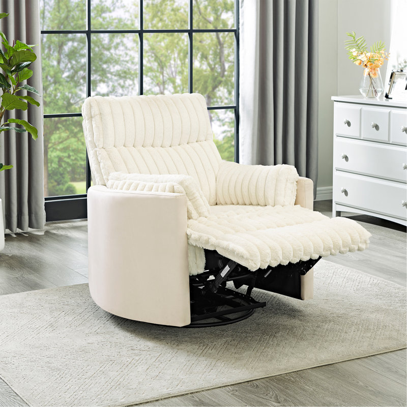 Fauteuil inclinable manuel en velours côtelé Bocaton, Blanc