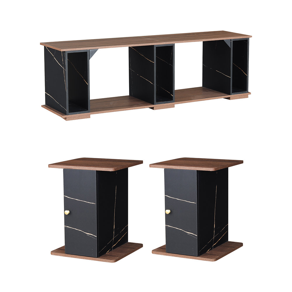 Ebern Designs Rajnesh 3 Piece Living Room Table Set, TV Stand and
