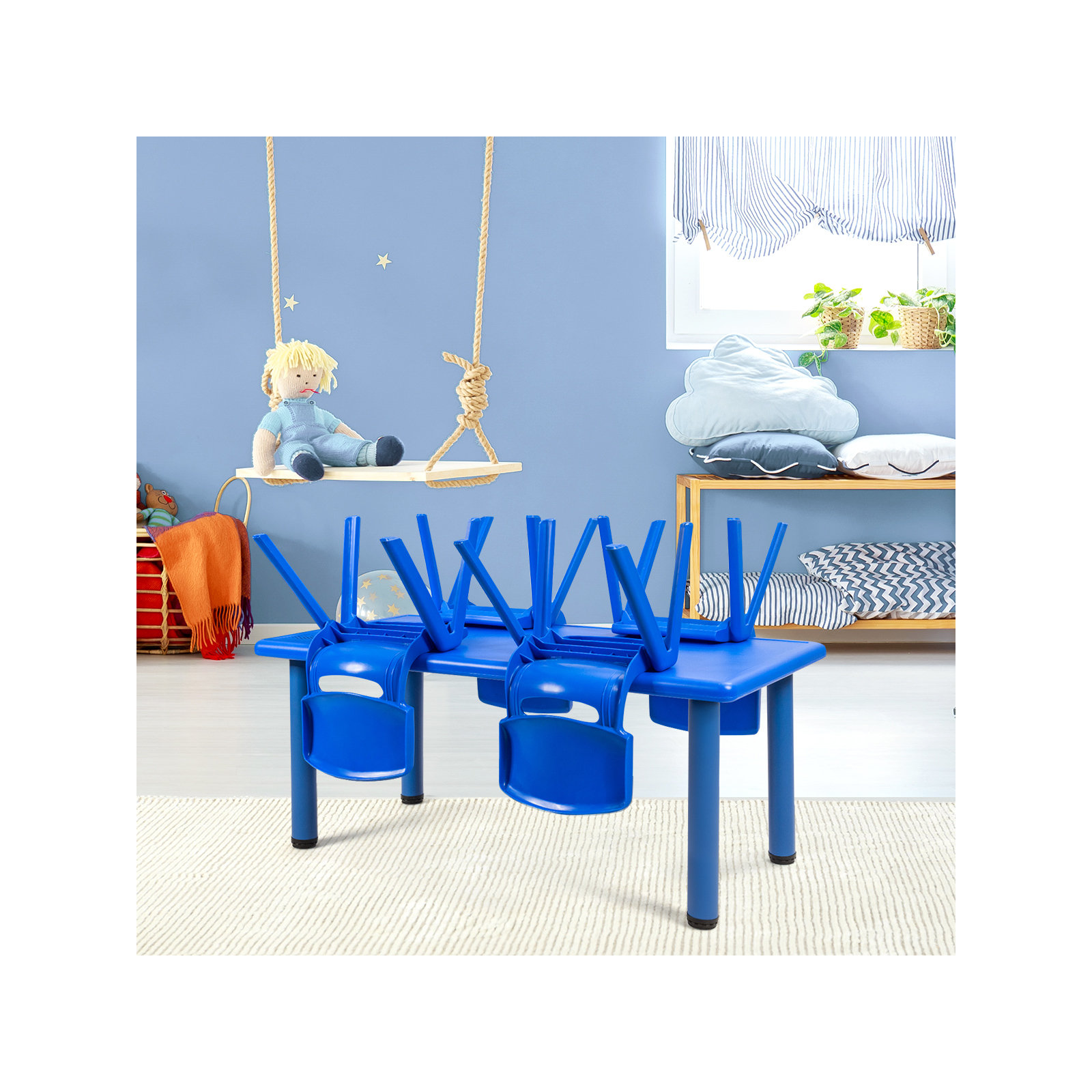Millner Zoomie Kids Kids Multifunctional Activity Rectangle Table Kids Learn And Play Desk Red, Blue