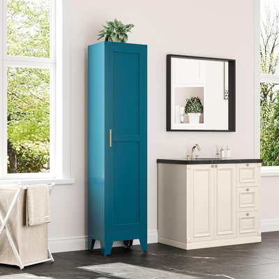 Grande armoire de rangement pour salle de bain, armoires étroites en métal de 67 po à une porte, armoire de rangement autoportante en lin, casier de rangement en métal pour bureau à domicile, salon