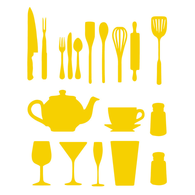Décalcomanie murale de cuisine, H 51 po x l 40 po x P 0,01 po, Jaune clair