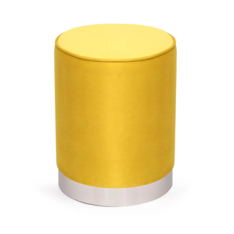 Mulaykah Velvet Ottoman, Yellow 