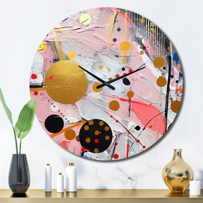 Pink And Grey Geometric II Metal Wall Clock