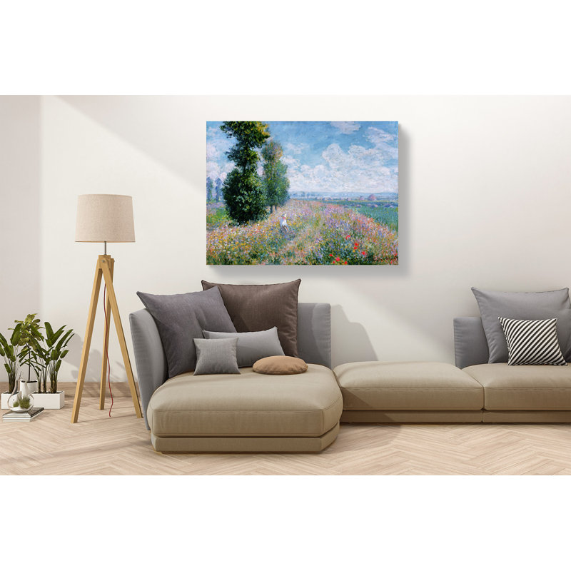 Meadow With Poplars (detail) by Claude Monet - Painting, 50cm H x 70cm W, Wrapped Canvas