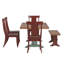 Ensemble de salle à manger Lumley 7 pièces, dessus en chêne massif 78 po, chaises à dossier à panneaux, table de piétement en sauge antique, chaises et banc à piètement rouge antique.-1376427466-1376427471