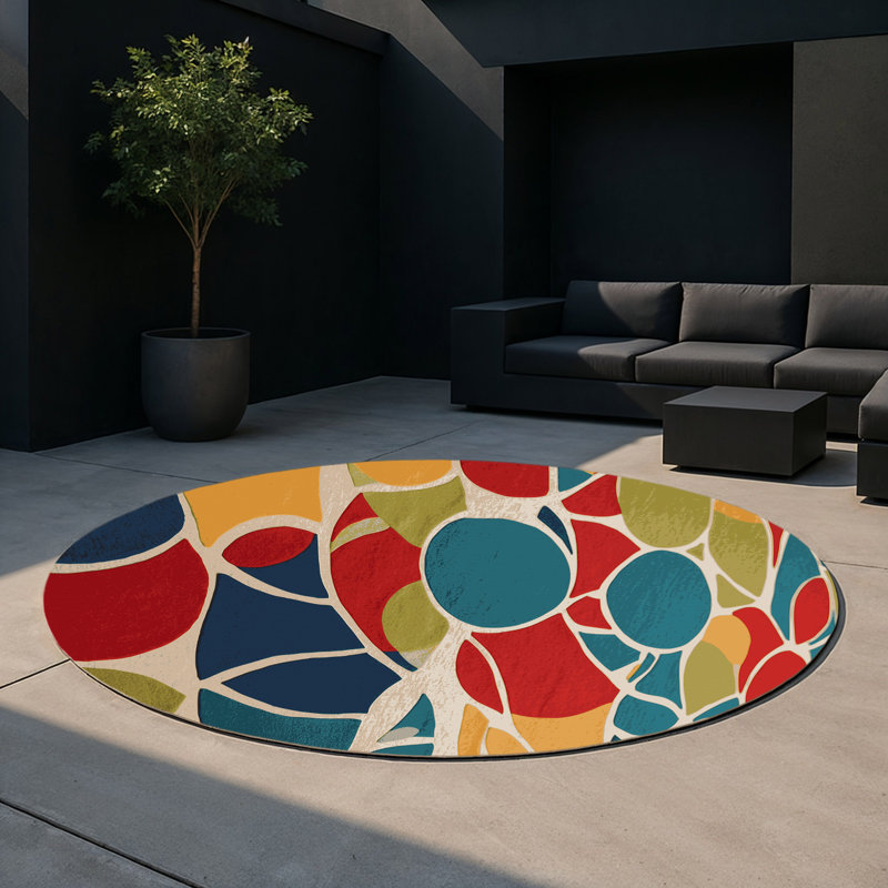 Zany Perk Indoor And Outdoor Area Rug, Round 5'