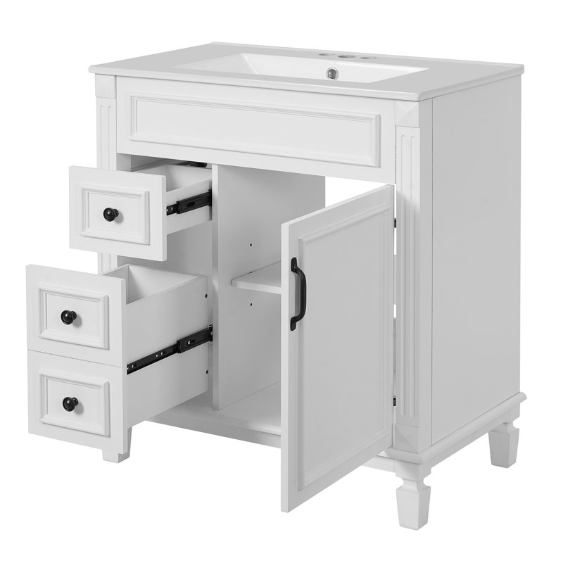 Meuble-lavabo 30 po avec lavabo en céramique, Blanc