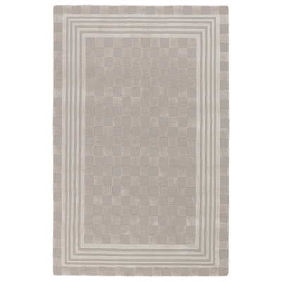 Light Gray Tonal Check Rug