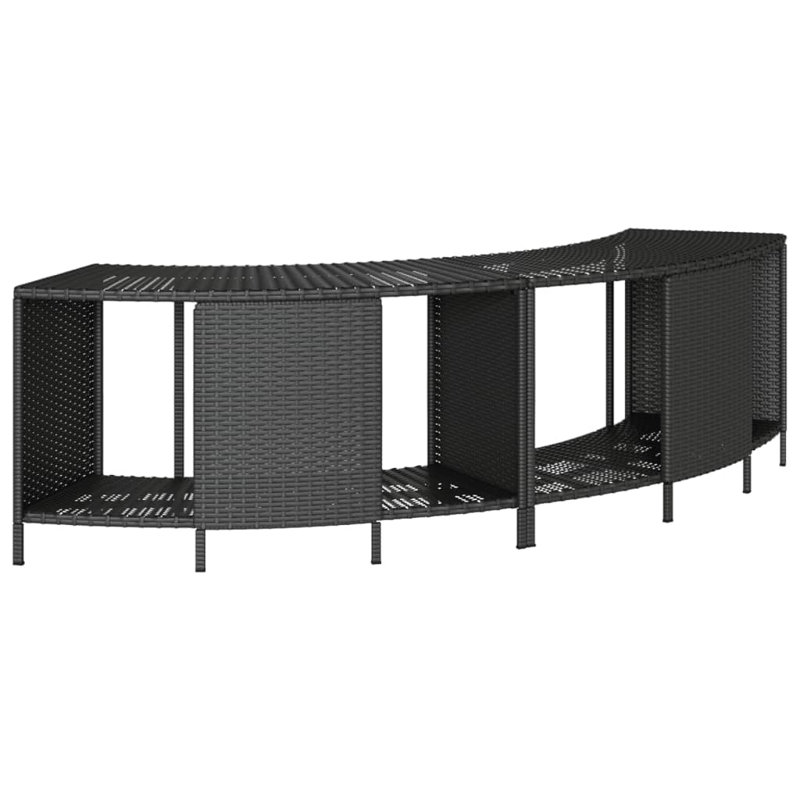 Vidaxl Hot Tub Surround Black Poly Rattan And Solid Wood Acacia, Black