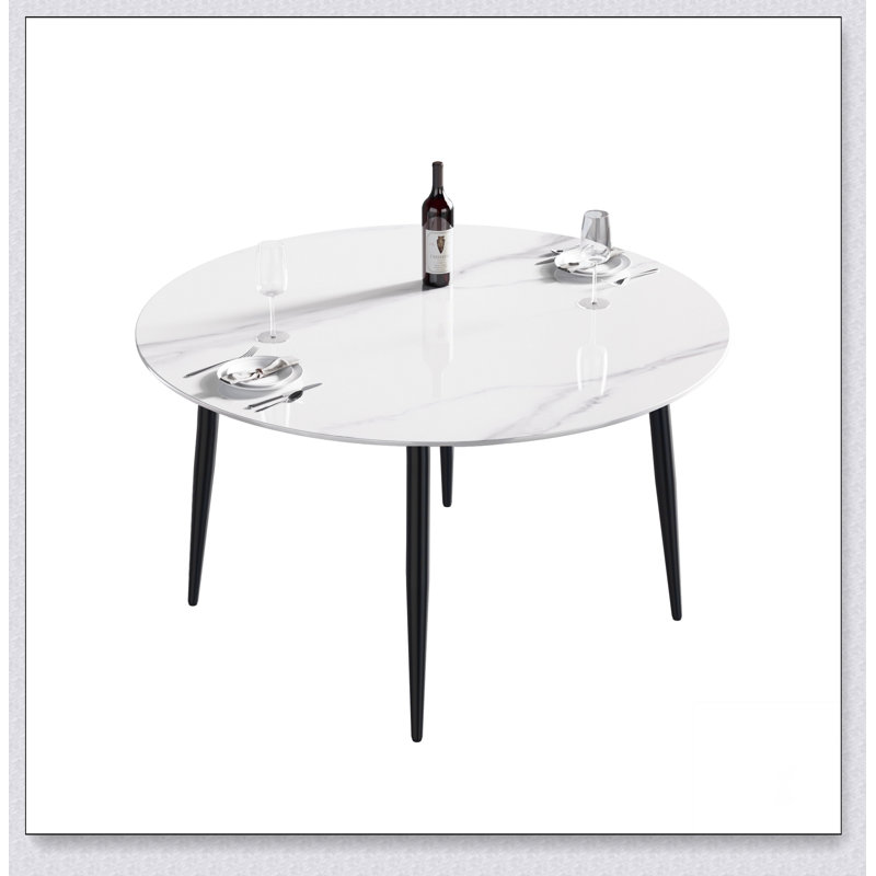 Table de salle à manger moderne moderne en pierre artificielle pour 6 personnes, H 29,53 po x L 53,15 po x l 53,15 po