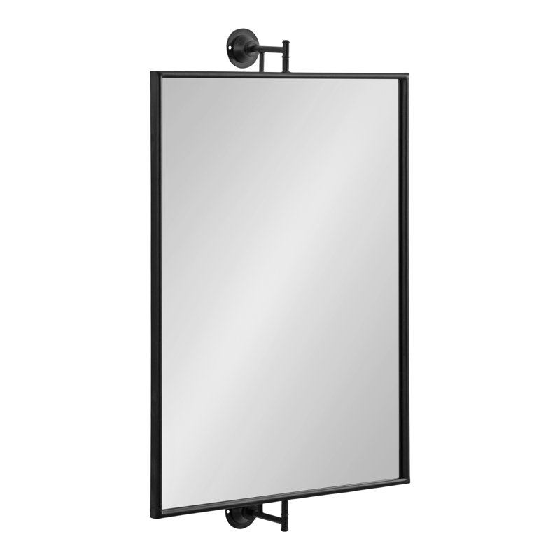 Dunnell Rectangle Pivot Bathroom Wall Mirror, 40" x 24", Black