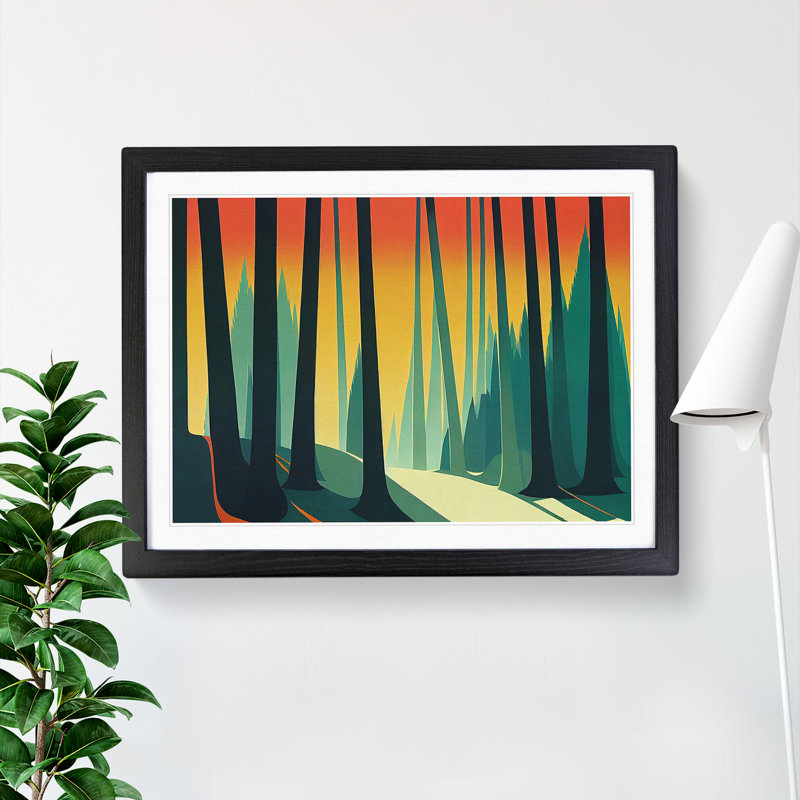 XH1022-8169X Spring Forest Art Deco Vol.7 - Single Picture Frame Print, Black, 46cm H x 64cm W x 2cm D