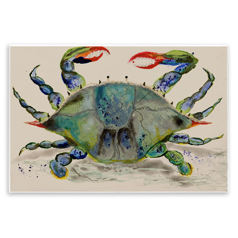 Art mural en forme de crabe Vivid Modern, par Stacy Gresell, H 10 po x l 15 po