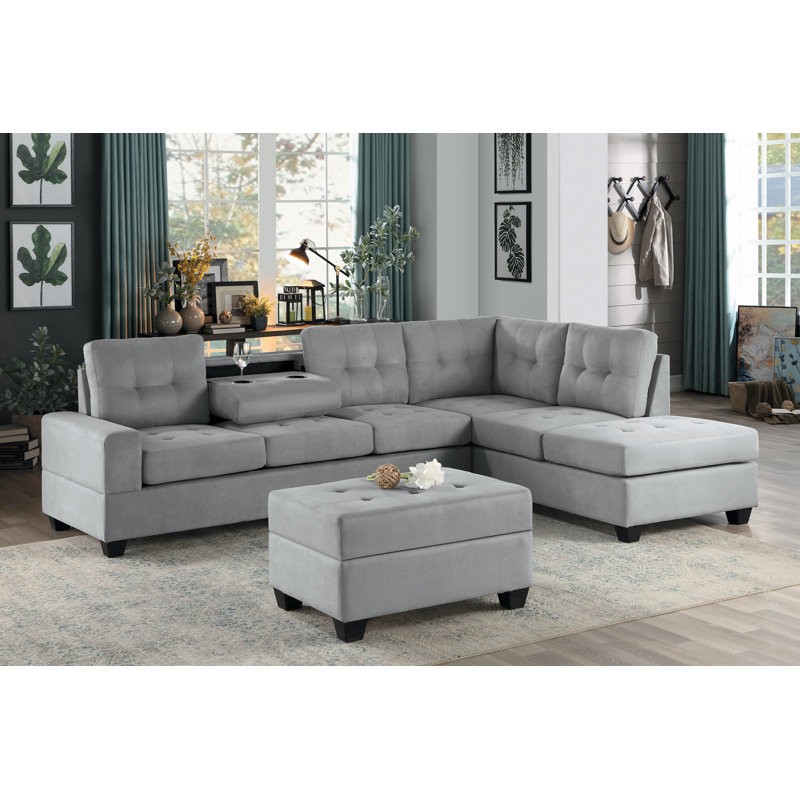 Repose-pieds capitonné en microfibre de rangement Modern Living Furniture