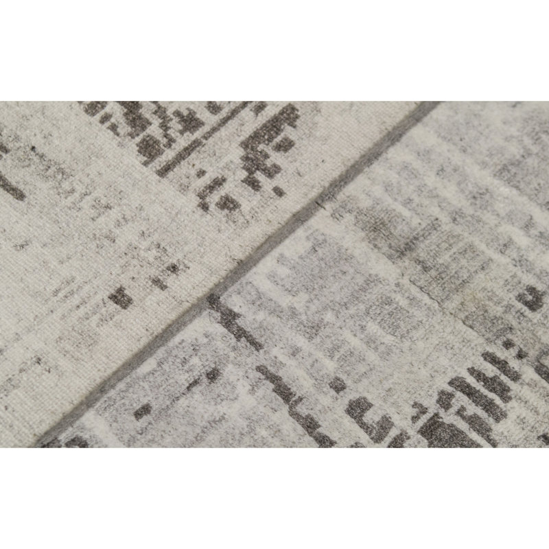 Tapis blanc et gris foncé de haute qualité noué à la main 90, Rectangle 6 pi x 9 pi