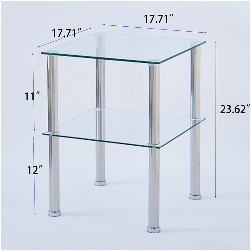 Table d'appoint transparente 2 pièces, table de bout à 2 niveaux, table de chevet moderne, canapé avec tablette de rangement pour le salon