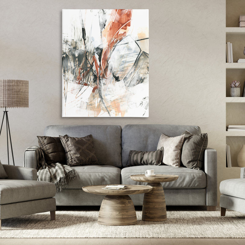  «Chaotic Terracotta & Gray», art mural sur toile par June Erica Vess, H 48 po x l 36 po