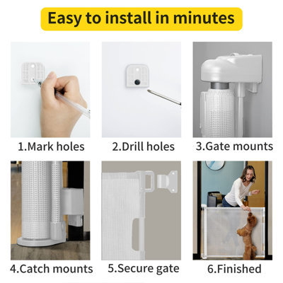 Barrière de sécurité rétractable pour animaux en maille pour escaliers