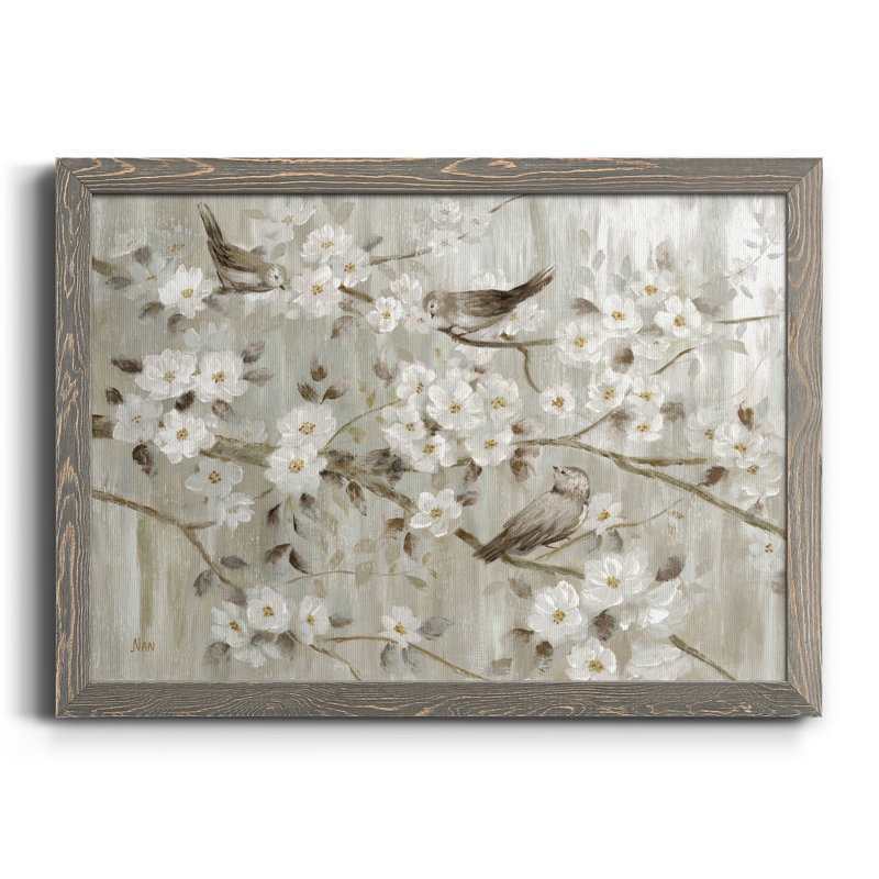 «Neutral Spring Birds», peinture sur toile encadrée, H 24 po x l 18 po x P 1,5 po, Gris