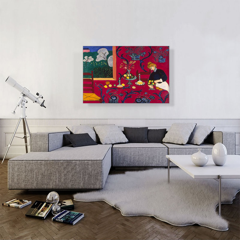 «Harmony in Red 1908» par Henri Matisse - reproduction d'art sur toile tendue, H 26 po x l 40 po x 1,5 po