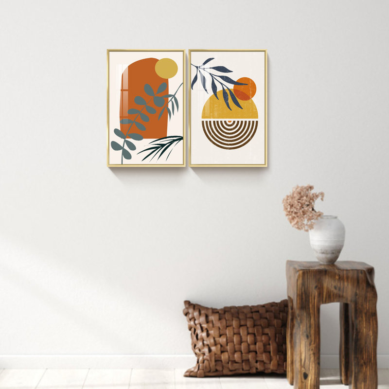 Boho Artwork, 2 pièces, Or, H 16 po x l 24 po x P 1 po