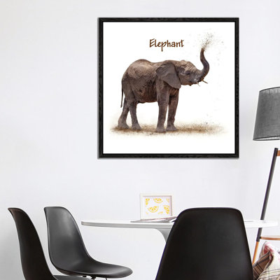 Baby Elephant Calf Blowing Dirt by Susan Schmitz - Print on Canvas