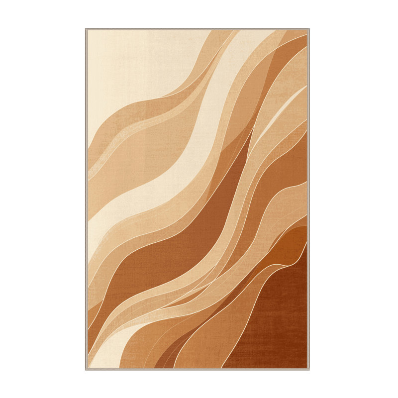Tapis abstrait moderne en verre Wilkerson Smoothie lavable à la machine en brun - reliure beige, 6 x 9