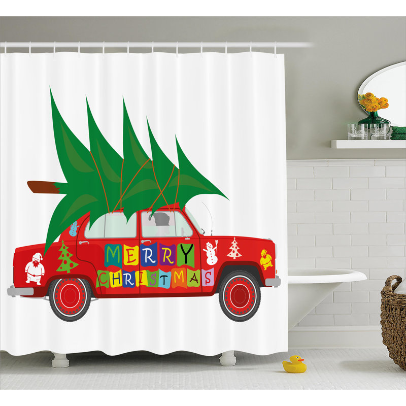 Rideau de douche à simple arbre de noël avec arbre de noël xmas, H 69 po x l 105 po