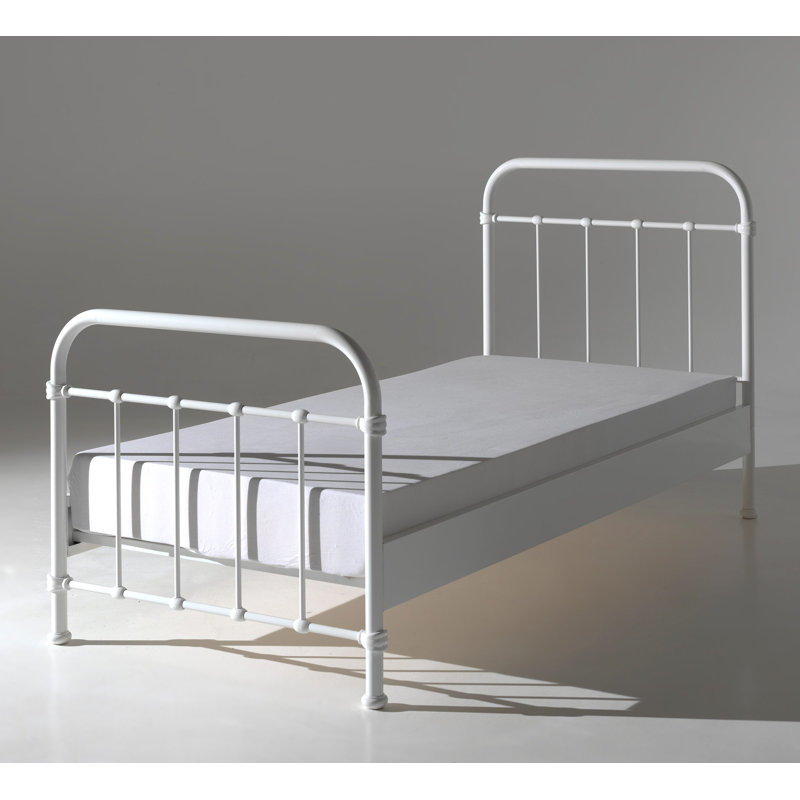 New York Metal Frame Bed, White, European Single (90 x 200cm)