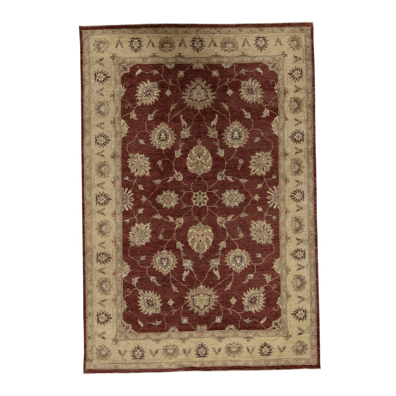 Tapis rouge et or de haute qualité noué à la main