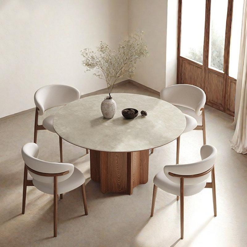 French style round home vintage dining table sets, 29.53"H x 53.15"L x 53.15"W
