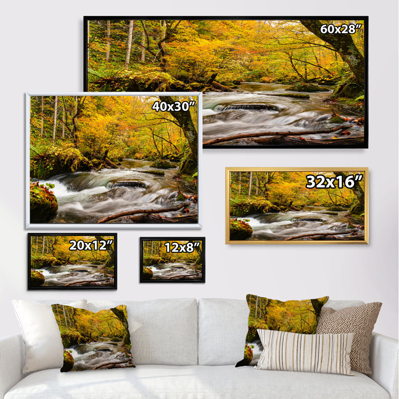 " Mountain Stream In Autumn Colours ", Black Framed, 8" H x 12" W x 1" D