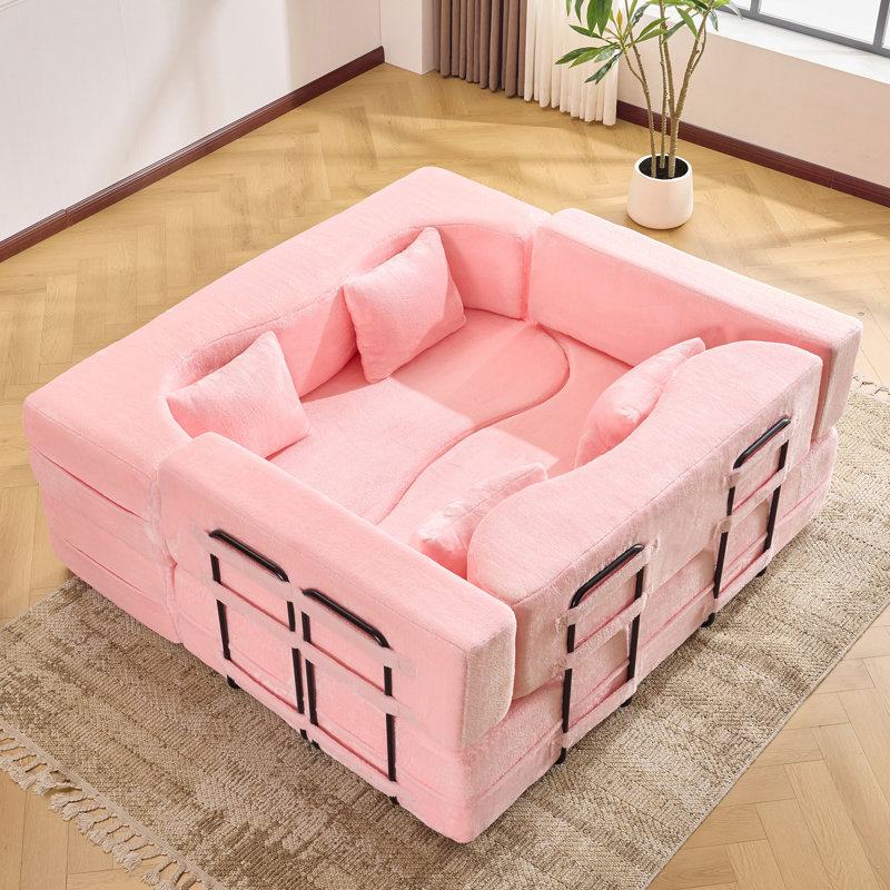 71-Inch Folding Sofa Bed, Pink