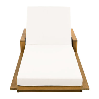 Modern Coastal Acacia Wood Chaise Lounge With Rope Accents And Adjustable Backrest