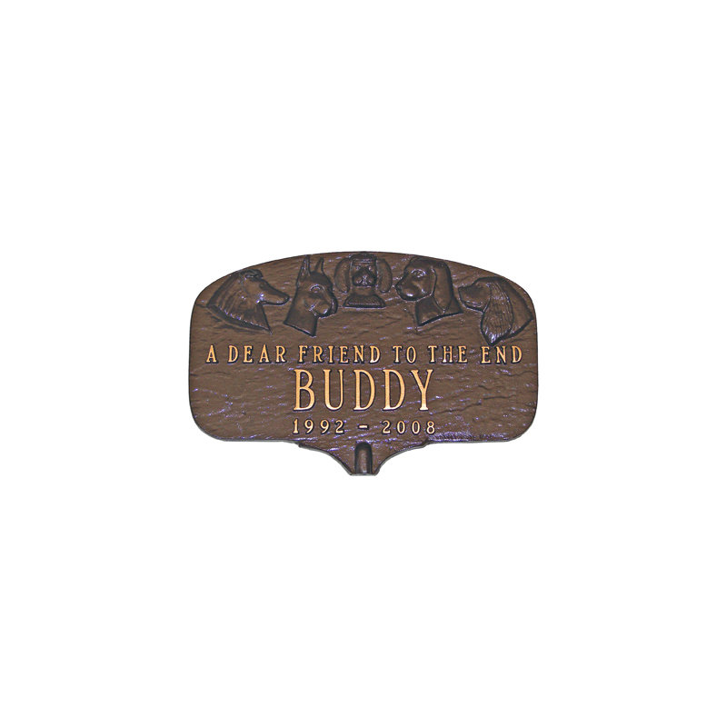 Dog Memorial Plaque, Yes, Black/Gold, Lawn