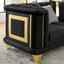 Canapé luxueux en velours avec garniture en acier inoxydable doré et design capitonné-313201488