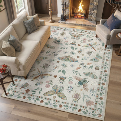 Goldene Animal & Insect Machine Washable Area Rugs with Non-Slip Backing for Living Room, Dining Room, Bedroom