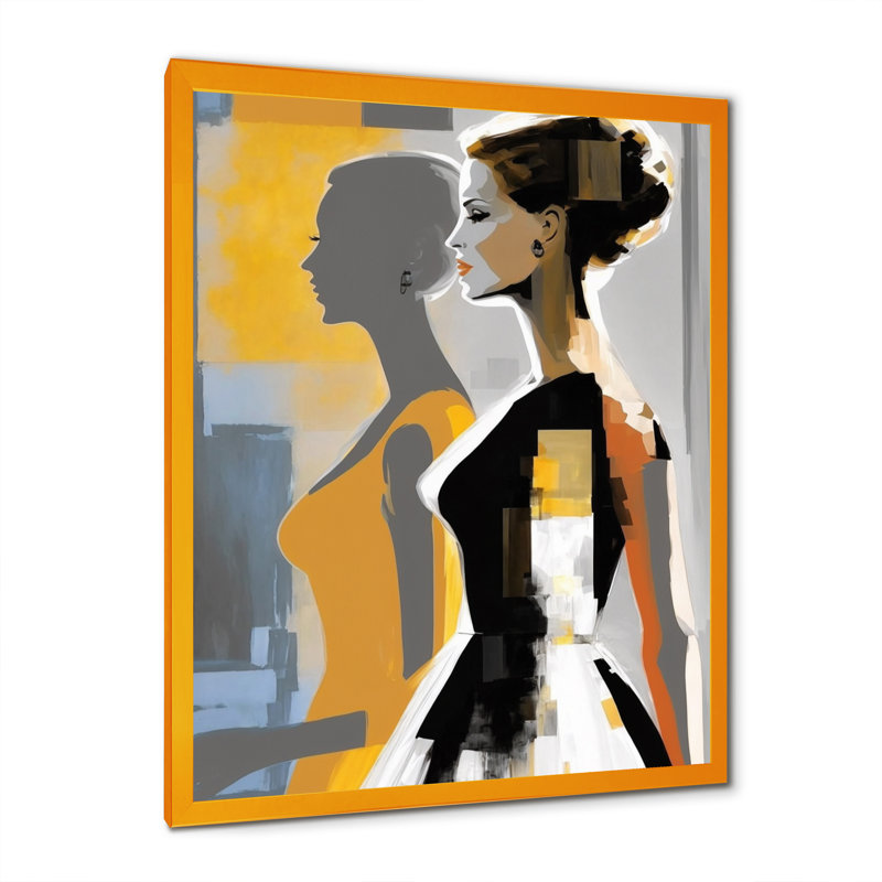 Silhouette de femme gracieuse I sur toile, H 40 po x l 30 po x P 1,5 po, Encadrement doré