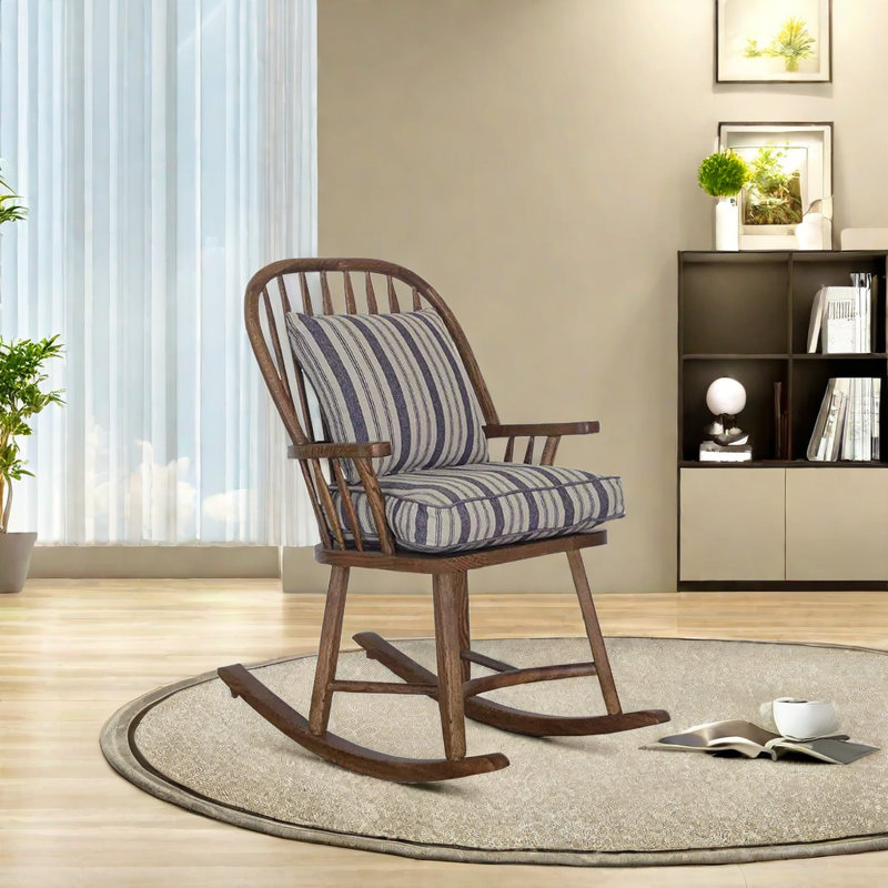 Chaise berçante décontractée en bois massif de chêne massif