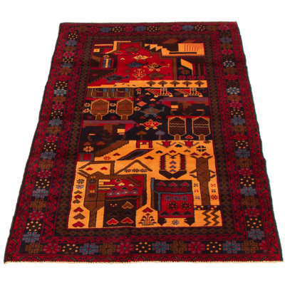 Tapis rouge foncé Dequita 3 pi 5 po x 6 pi 4 po