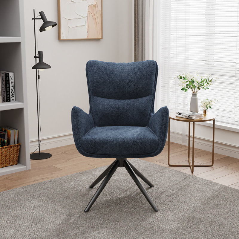Modern Rotatable Chenille Upholstered Accent Chair, Blue