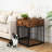 Chew-Proof Steel Dog Crate Furniture With Storage Drawer - Rustic Brown End Table Kennel For Small Dogs, 26.8" Indoor Pet House With Ventilated Design