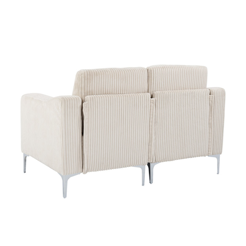 Modular Sectional Two-Seater Sofa, Beige Corduroy