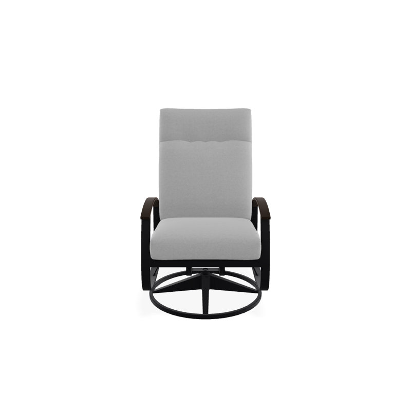 Chaise de patio pivotante avec coussins Askar, Noir texturé, Éblouissement, Kona P10